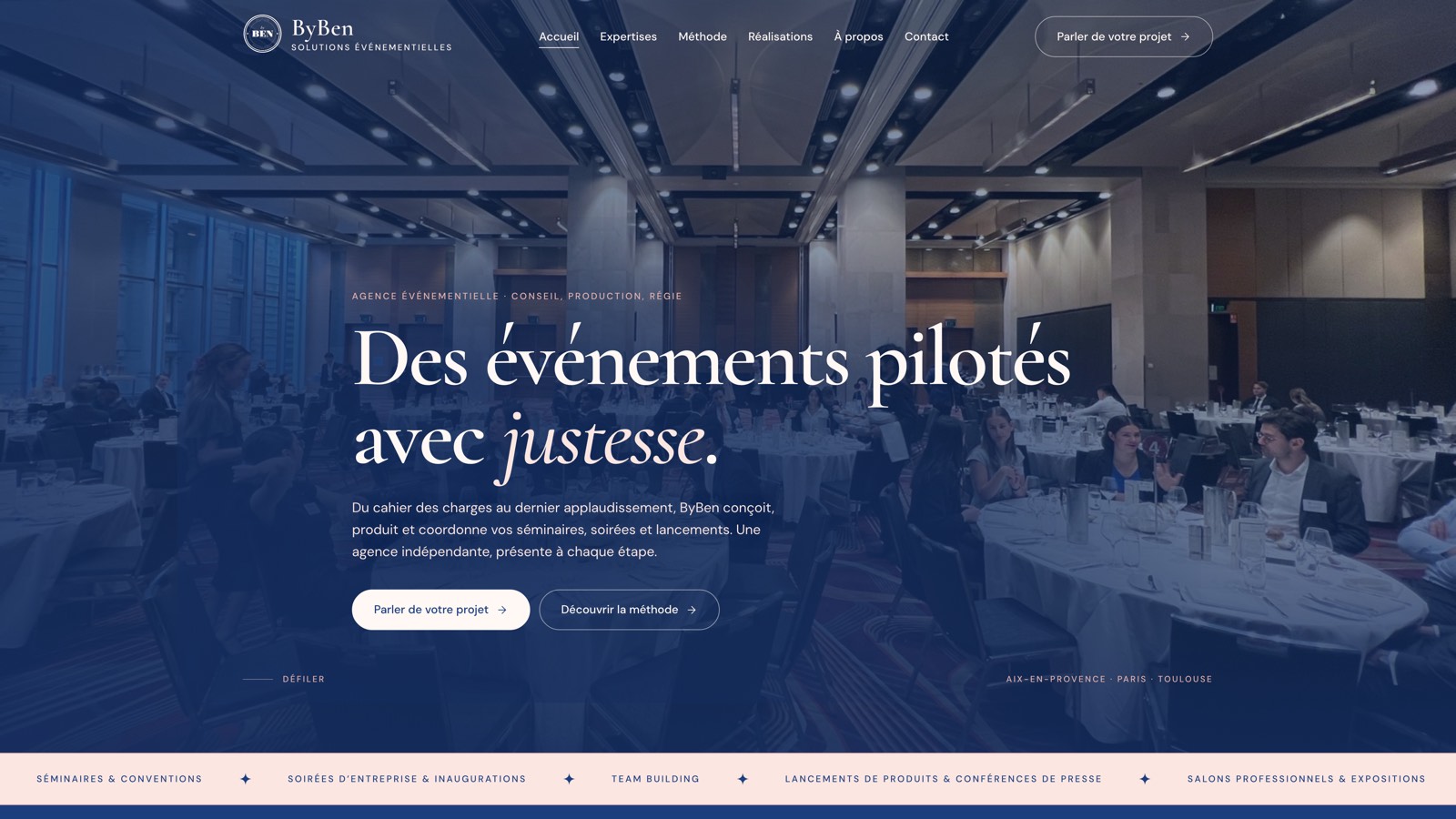 ByBen Solutions Événementielles — site vitrine réalisé par Labodev