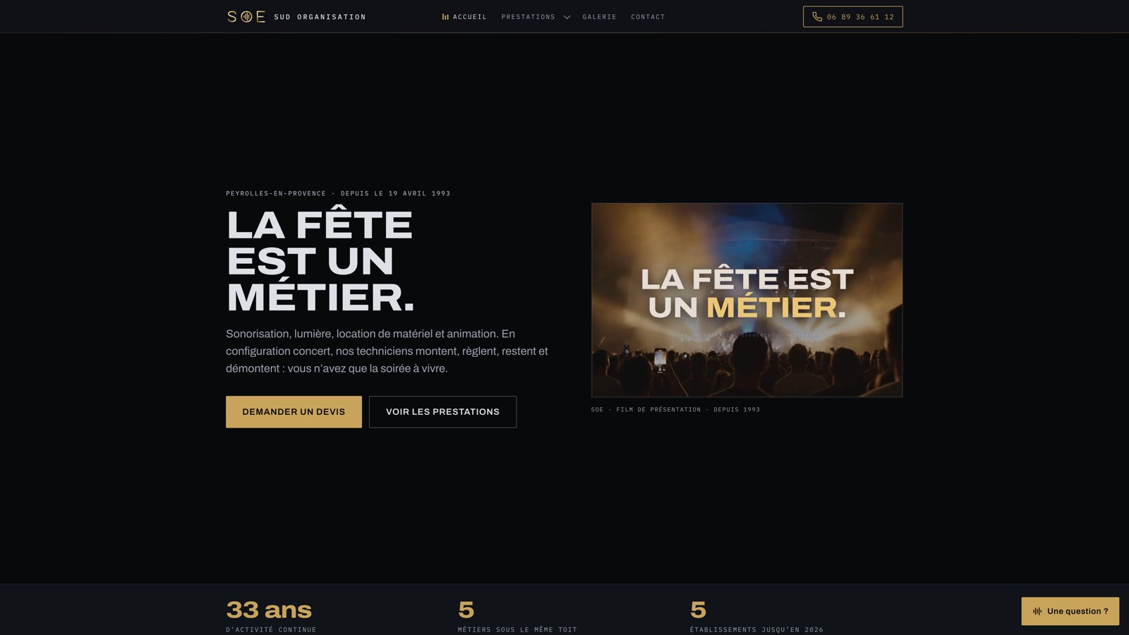 Sud Organisation Évènement — site refondu par Labodev